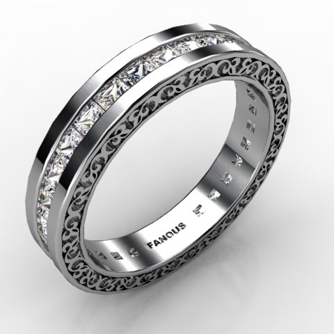 18k White Gold Wedding Band 1.770cts SKU: 0300749-18kw